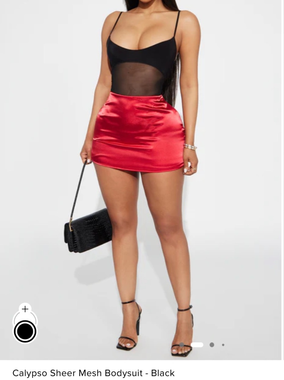 Fashion Nova Black Sheer Mesh Bodysuit with Slim Straps - Picture 1 of 2